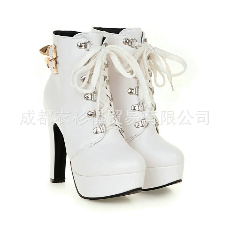 Производители, Новые осенне-зимние модные короткие сапоги на высоком каблуке, новые ботинки Martin на толстом каблуке на шнуровке, женские водонепроницаемые сапоги на платформе с круглым носком