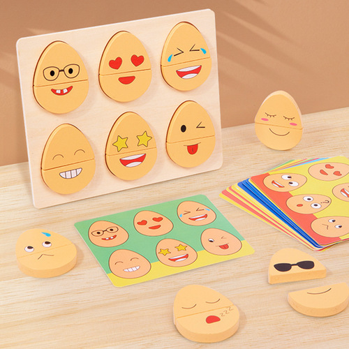 New educational creative cute egg boy expression puzzle matching building blocks 3-6 year old boys and girls early education toys