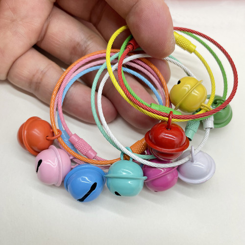 Candy-colored bell keychain, colorful baked enamel steel ring, student schoolbag pendant, gift doll ornament, handmade