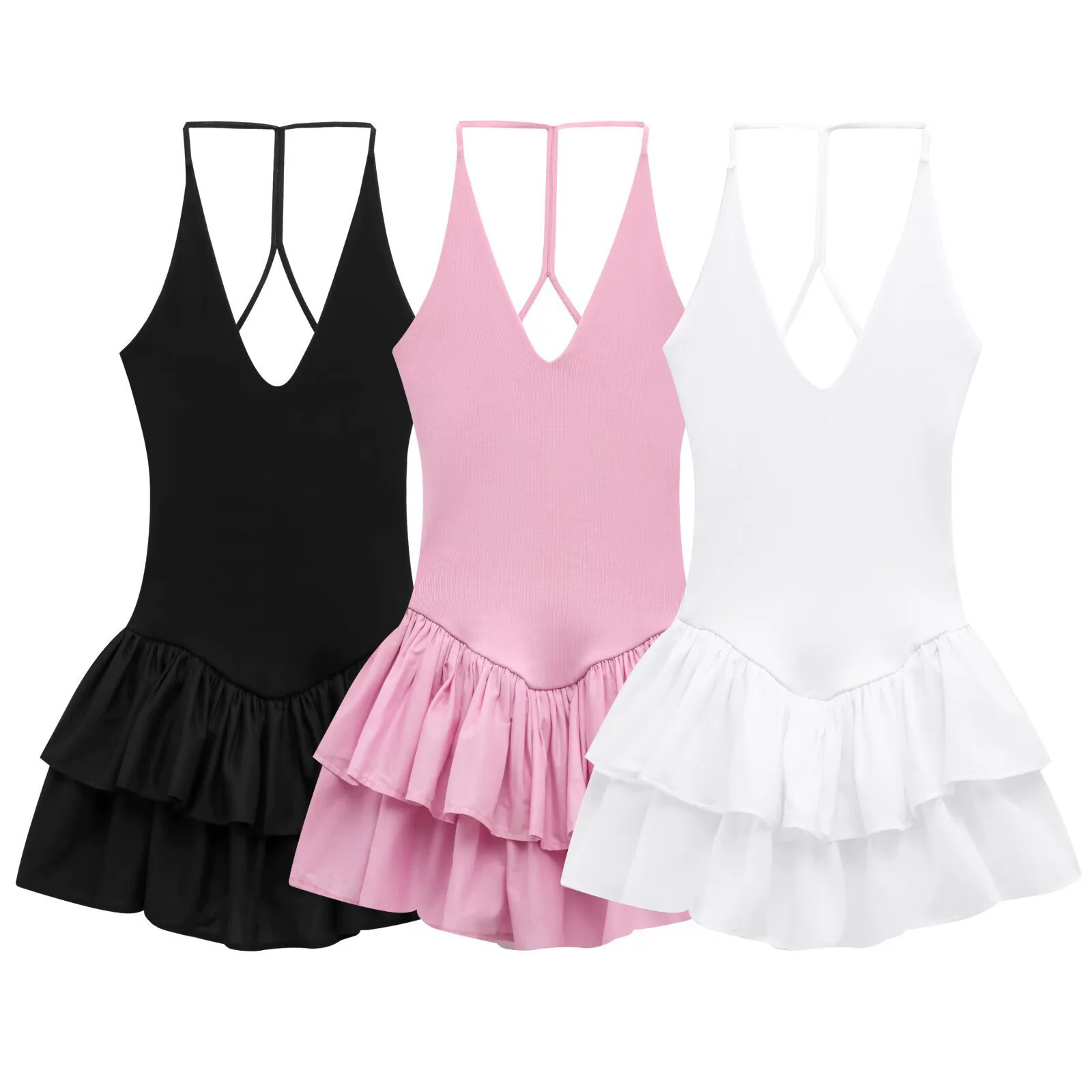 Трансграничная европейская и американская одежда AliExpress, горячее новое платье на подтяжках, плиссированная строчка, сексуальное короткое платье для горячих девушек