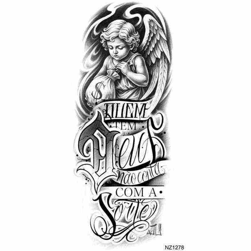 Nuevos productos transfronterizos de tatuaje de ángel, pegatinas de tatuaje de brazo europeas y americanas, tatuaje temporal Temu