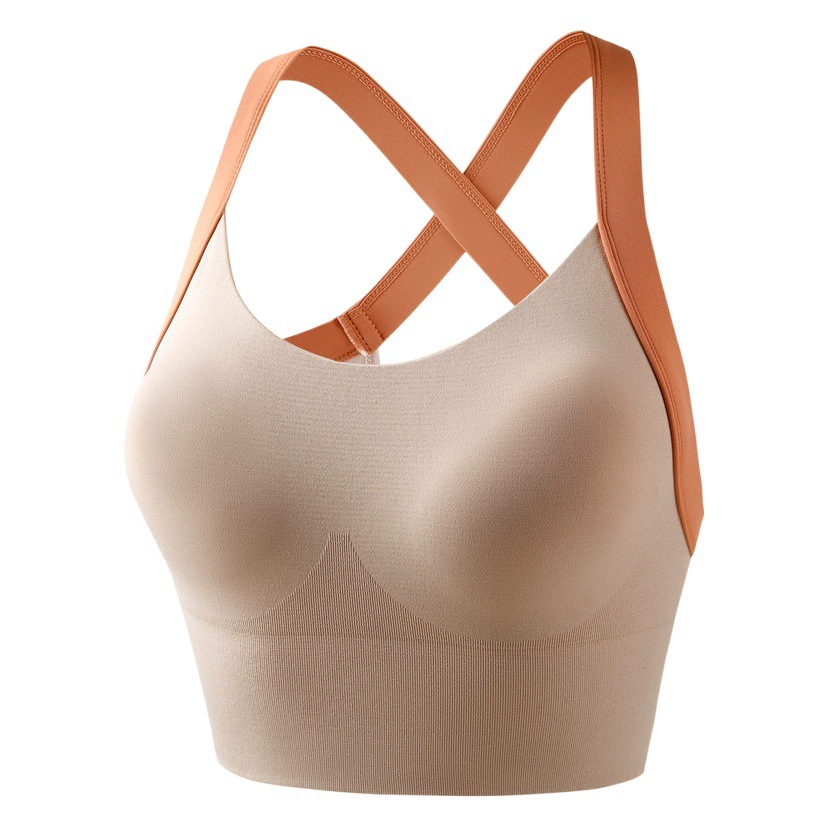 Спортивное нижнее белье, Женский цельный высокопрочный противоударный бюстгальтер с фиксированной перекрестной спиной, жилет для фитнеса и бега и йоги