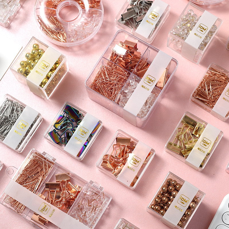 Lidemei ins estilo chapado en oro rosa chincheta larga cola clip de papel multifuncional oficina creativa combinación traje