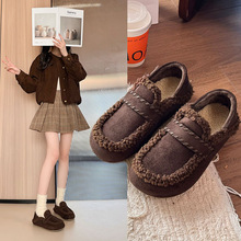 欧货磨砂复古外穿毛毛勃肯鞋女2025秋冬新款平底两穿时尚休闲女鞋