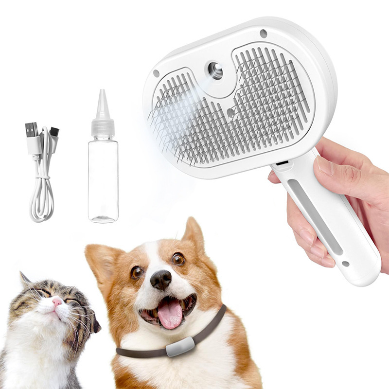 Peine en spray para mascotas Peine para gatos y perros Peine para eliminar el cabello Carga USB Peine para abrir el nudo Herramienta de limpieza de belleza para mascotas