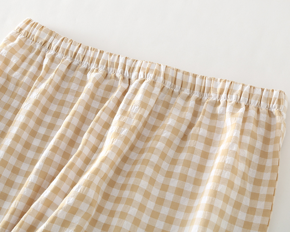 Baumwolle Plaid Design männer Hosen Pyjamas Homewear Anzug für Herbst Dünne Kurzarm Hosen Plaid Homewear Pyjamas Männer – Detail 35