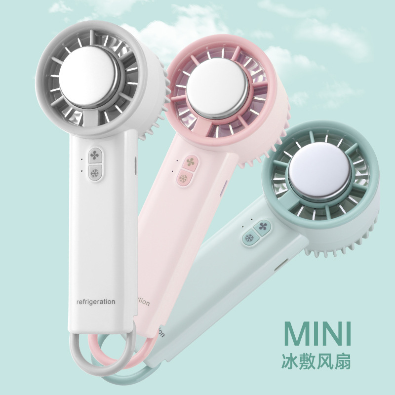 2025 New Ice Compress High-Speed Fan Handheld Portable Charging Small Fan Semiconductor Refrigeration Fan Desktop USB