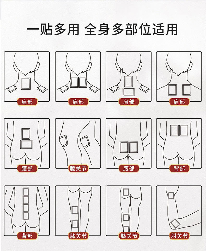 Yao Benren Far Infrared Blood Circulation Pain Relief Patch 7cm x 10cm 8 Patches per Box in use