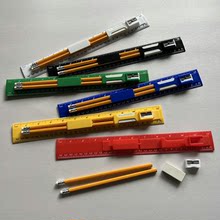 厂家直销直尺铅笔橡皮卷笔刀套装 4合1直尺套装 直尺铅笔套装