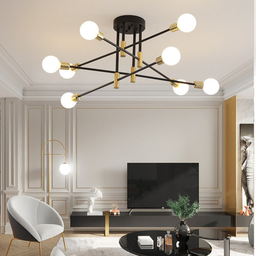 Cross-border Nordic modern minimalist living room ceiling lamp personalized iron bedroom restaurant lamp household LED bedroom lamp