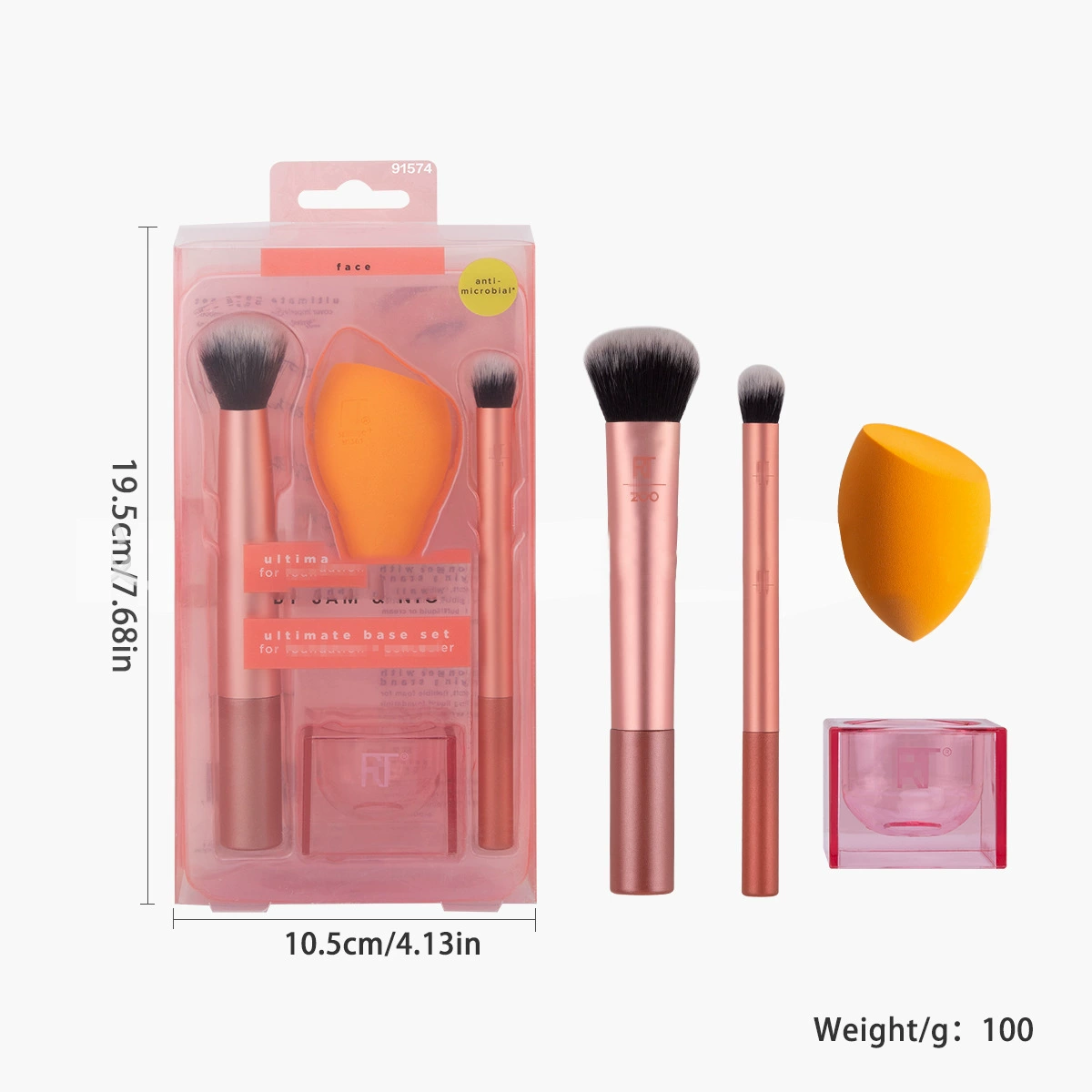 Makeup Brush and Cosmetic Sponge Set, Face & Blush Tools, Full Multi-Color Kit