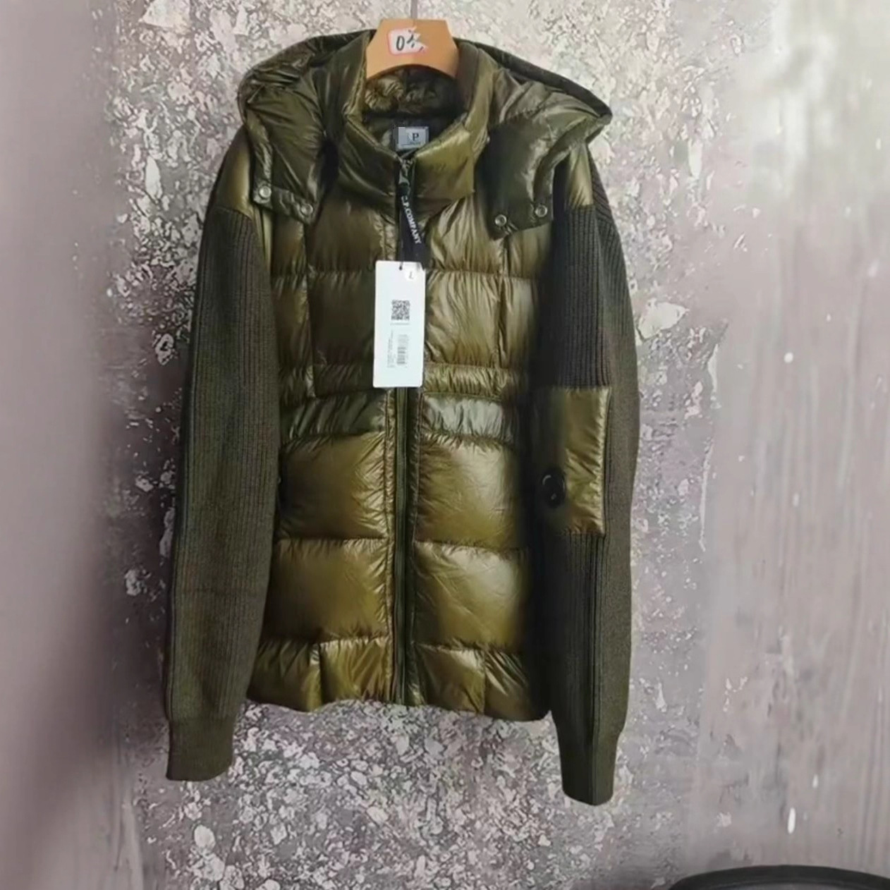 25 Cross-Border Winter Cp Knitted Splicing Wool down Jacket Men's Trendy Brand Hooded White Duck down Thickeneded down Jacket