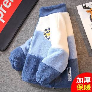 Children's Wear Boys Autumn and Winter Coat 2024 New Children's Winter Wear fleece-lined Middle-aged Boys Thickened Woolen Sweater Tide