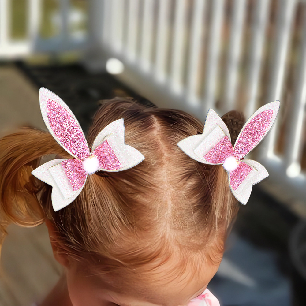 Nuevos dibujos animados para niños pascua cabello almidón oreja de conejo arco tarjeta de cabello fiesta huevo pollo adornos de cabello