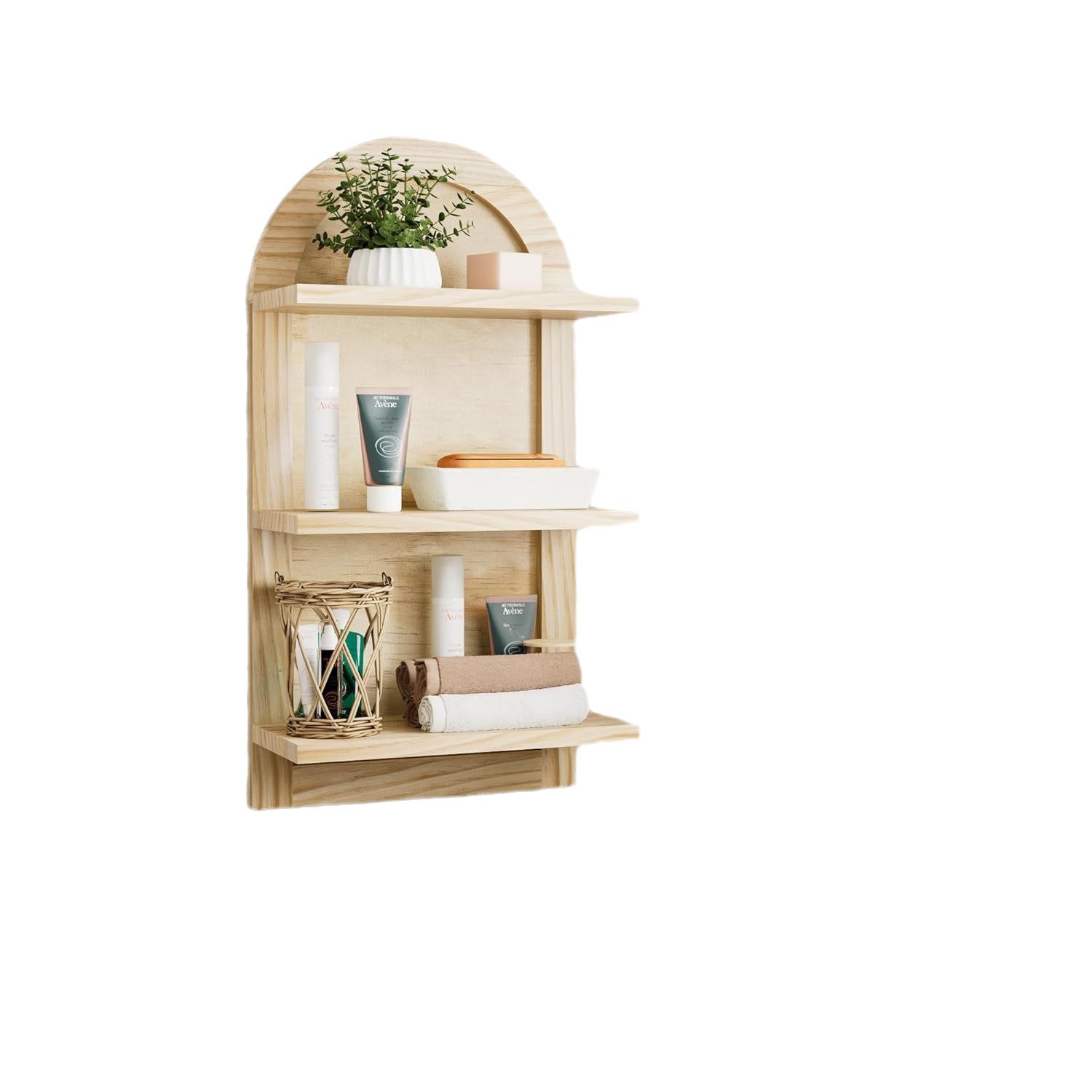 Estante de pared de madera estante de pared de partición de tres capas estante decorativo dormitorio libro revista estante de acabado estante de almacenamiento arqueado