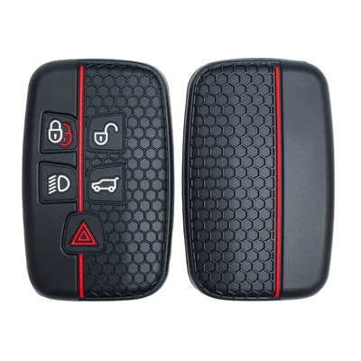 Suitable for Land Rover Saab Chery Renault and other foreign car key cover honeycomb silicone remote control protective shell wholesale (Static Rod/Key Bag) - black-red-line