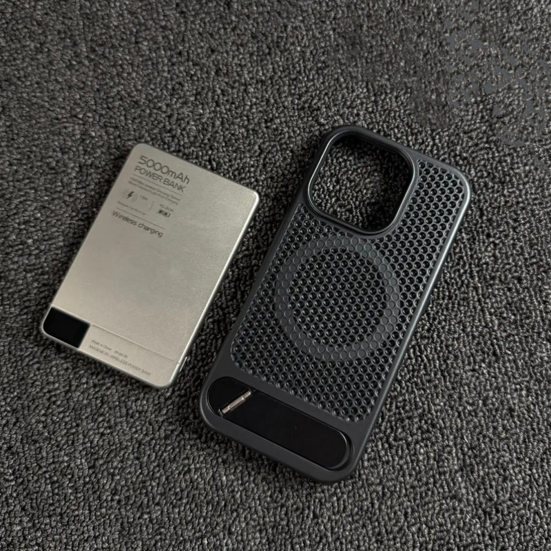 适用iPhone17promax隐形支架磁吸苹果16蜂窝网孔散热创意手机壳14|undefined