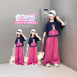 儿童女童夏季夏装套装新款洋气儿童女孩短袖中大童宽松休闲两件套
