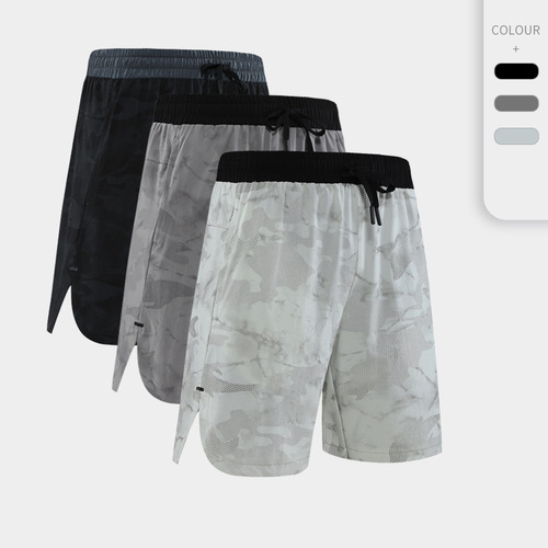 Camouflage nylon sports quick-drying five-quarter pants breathable sweat-absorbent outdoor running training fitness basketball shorts men's pants