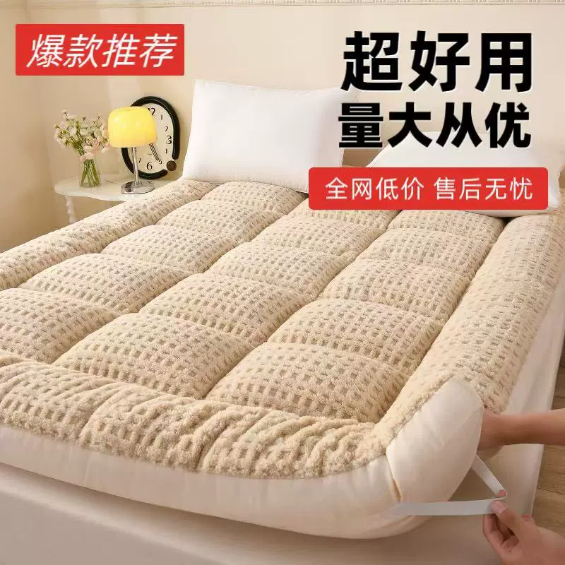 秋冬新款牛奶绒羽丝绒床垫加厚保暖舒棉绒褥子床垫子多功能软垫子