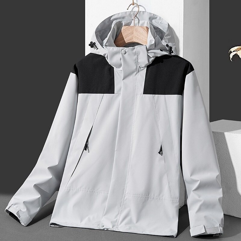 2023 New Jacket Men's and Women's Thin Outdoor Windproof and Waterproof Single Layer Jacket Couple Hooded Color Matching Jacket Single