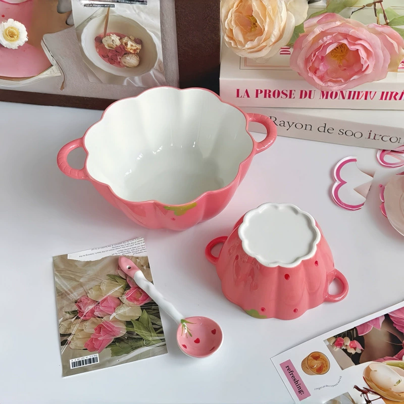 Керамический набор Strawberry, фуксия, изысканная посуда, новая коллекция