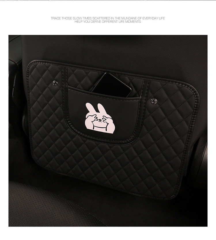 Cartoon Anti-Kick Pad for Car Seat Back, Rabbit and Dog Embroidered Anti-Kick Mat, Car Seat Cushion Cartoon