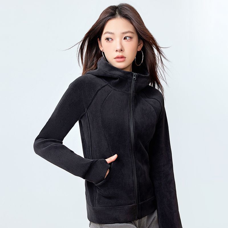 摇粒绒卫衣外套女春秋款2025秋季新款收腰加绒加厚修身抓绒衣|undefined