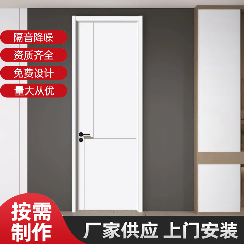 Puerta pintada interior blanco moderno y simple puerta de madera maciza multicapa puerta de habitación puerta de dormitorio conjunto compuesto puerta de madera insonorizada