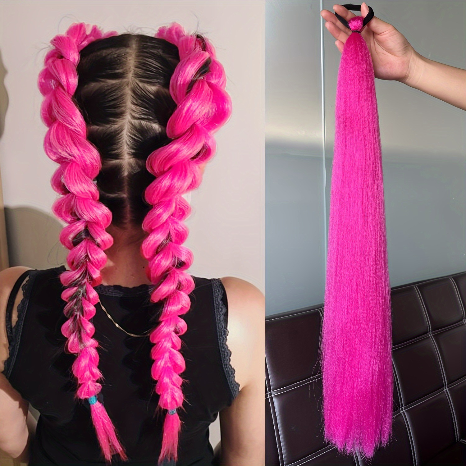 2 piezas de paquete de niños niñas pelucas de cola de caballo elásticas de boxeo trenzas de cuerda elástica de color trenzas de cabello extensiones de pelo