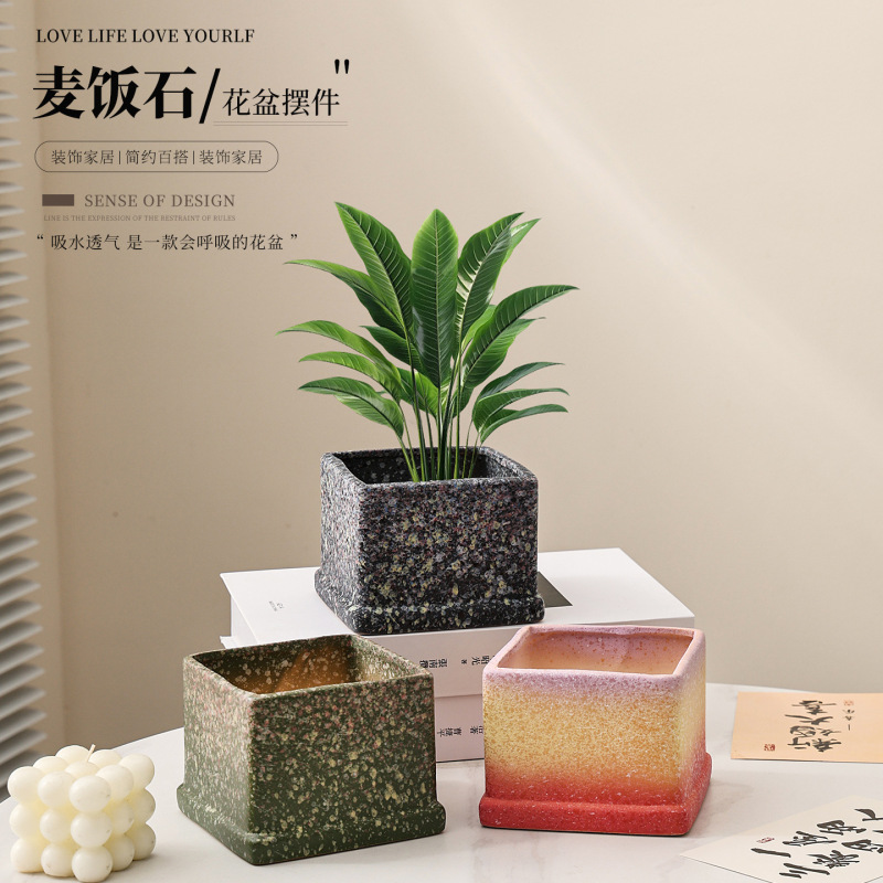 Simple Square Mouth Large Diameter Medical Stone Stoneware Succulent Flower Pot Home Indoor Living Room Balcony Ceramic Flower Pot Simple Square Mouth Large Diameter Medical Stone Stoneware Succulent Flower Pot Home Indoor Living Room Balcony Ceramic Flower Pot