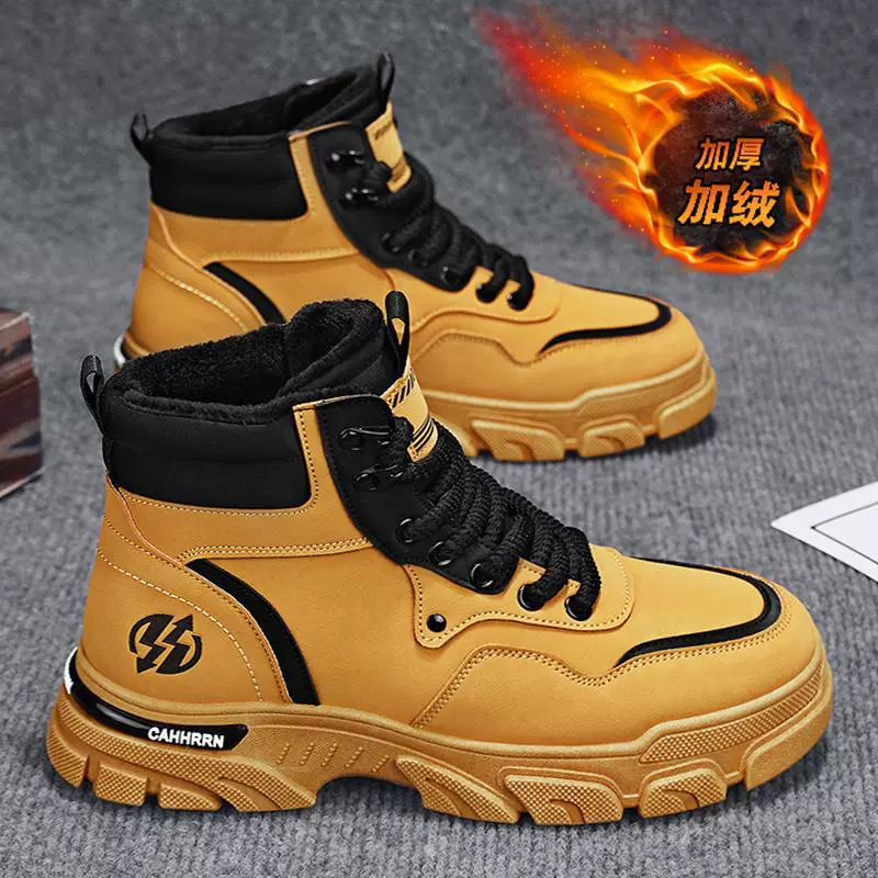 Мужская обувь 2025 новый дикий стиль ручной работы мужские сапоги модная корейская версия бархатная утолщенная теплая толстая подошва Martin сапоги