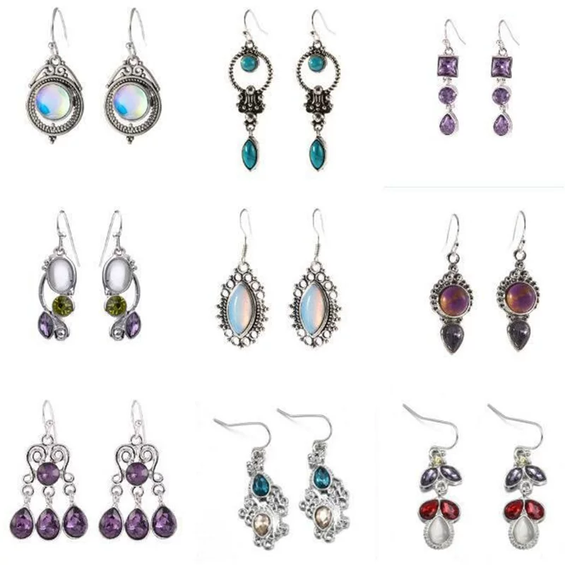 Ruby earrings, accessory, (Cross-border trading), European style, moonstone