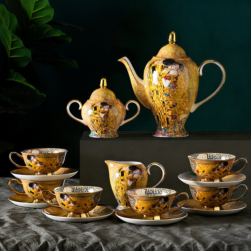 European tea set suit household bone china coffee cup high-end retro British afternoon tea set light luxury coffee set