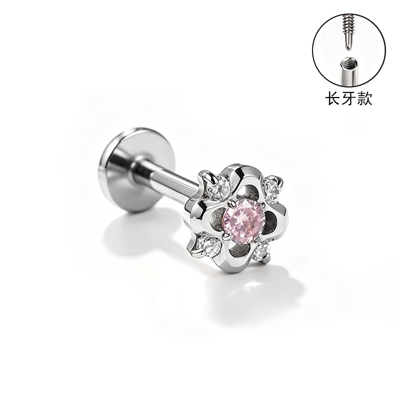 F136 Titanium Alloy Ear Studs, Finely Carved Long Tooth Ear Bone Studs, Zirconia Lip Studs, G23 Titanium Body Piercing Jewelry detail image 21