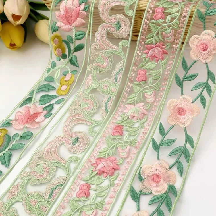 新款复古民族风西秀花边辅料中国风绣花条码diy服装汉服领口配饰