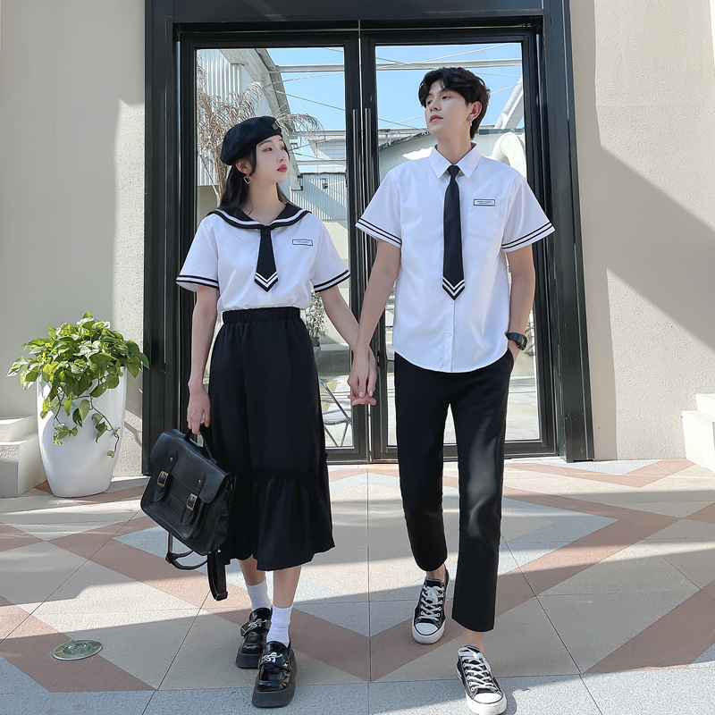 2022 summer college style JK uniform middle school student short sleeve shirt graduation dress suit graduation photo clothes