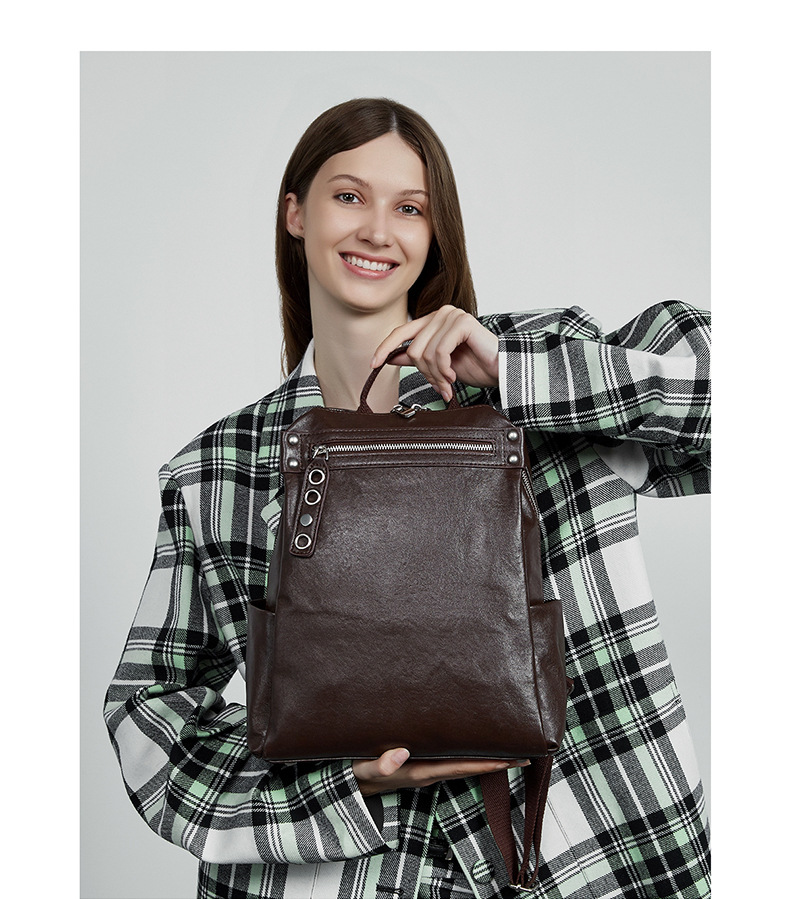 Genuine Leather Women's Backpack Designer Large Capacity Bag_voghion.com