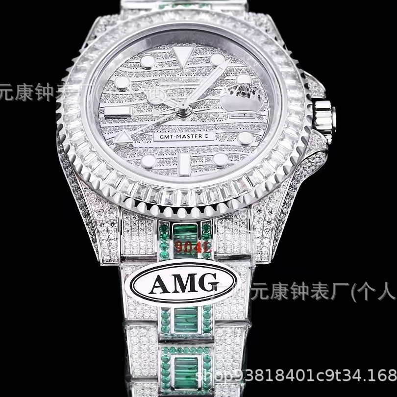 AMG格林尼治攘钻满天星系列全自动机械表防水GMT四针男士一件代发