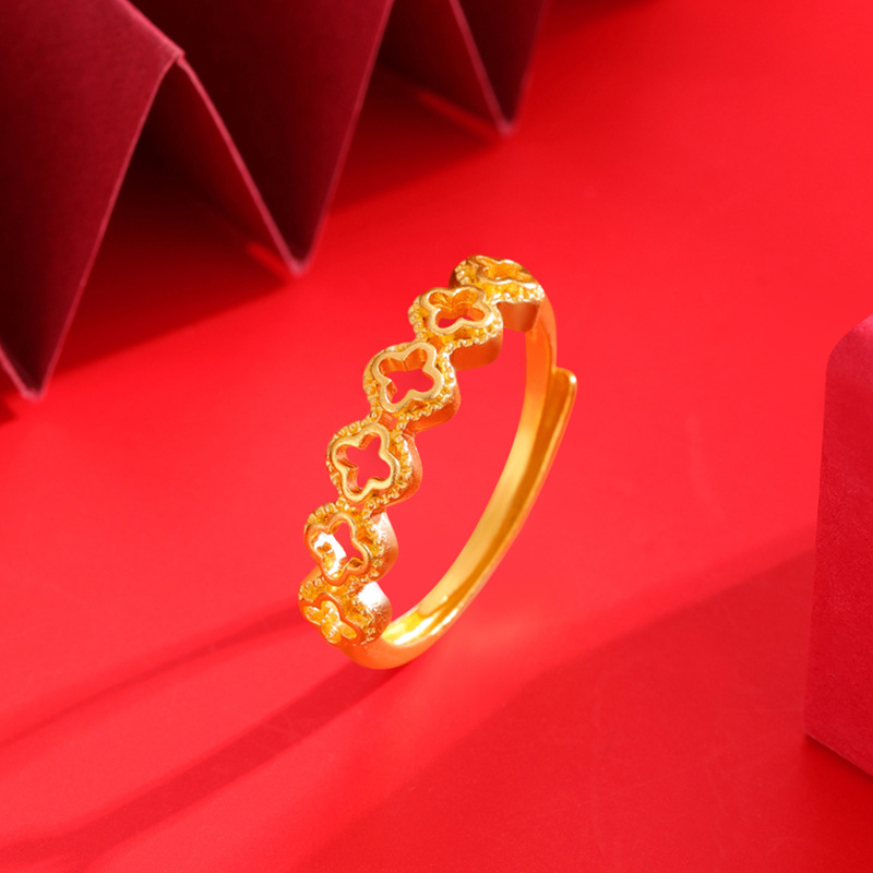 Anillo de oro de arena de boca suelta para mujer arco de estilo múltiple de bambú color ajustable que retiene la joyería de oro de imitación temperamento aleación de cobre