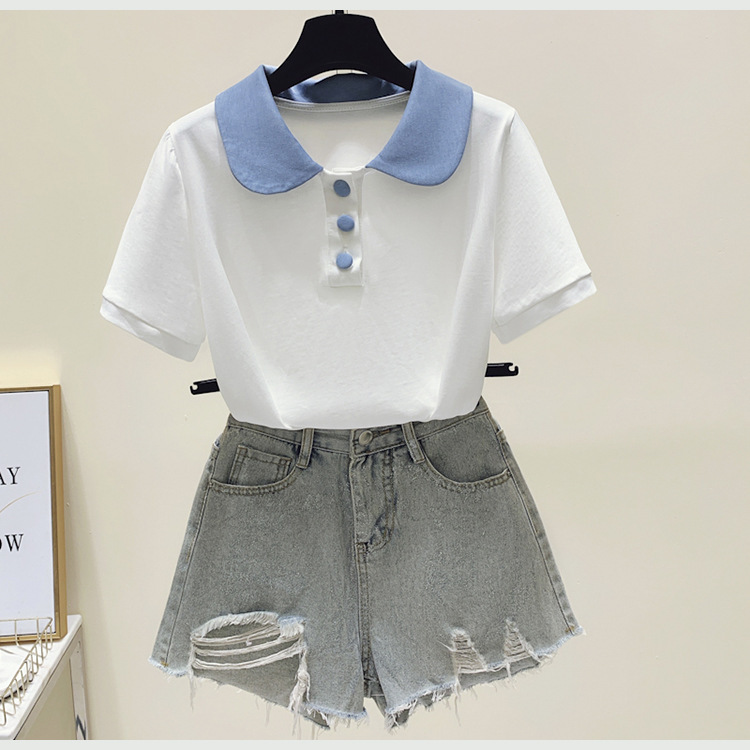 Girls College Western Style Puff Sleeve Cotton Short-sleeved T-shirt 2025 Summer New Junior High School Students Short Top