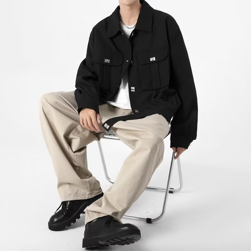 Marca de moda Estilo de Hong Kong Estilo japonés 2024 Primavera y otoño Chaqueta guapa Hombre ins High Street Harajuku Estilo coreano Chaqueta suelta de tendencia