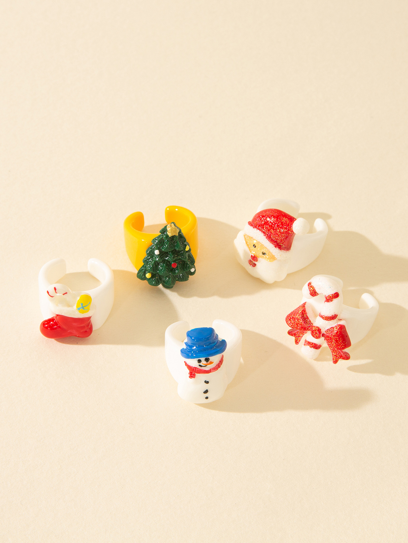 Christmas Festival Cartoon Style Santa Claus Resin Christmas Unisex Rings