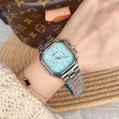 Mishali/米莉莎方形輕奢鋼帶個性小眾夜光滿天星女士手錶