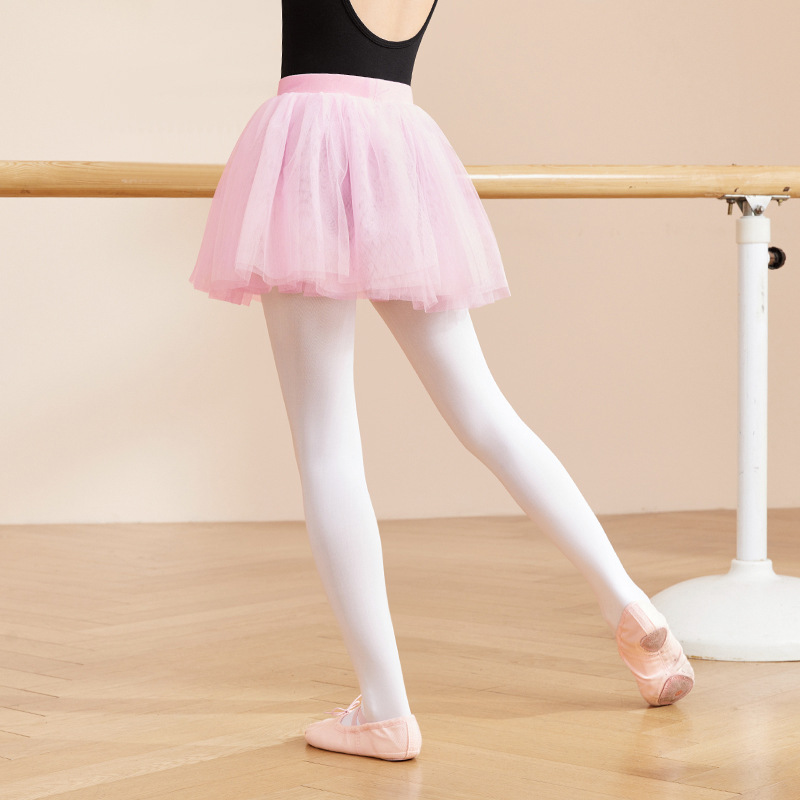 Falda de baile para niños falda de ballet princesa falda mullida práctica falda de malla elástica suave Falda de baile de rendimiento para niñas