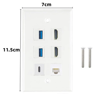 6口高清数据网络HDMI USB3.0 CAT6 type-c卡扣信息面板墙插壁插