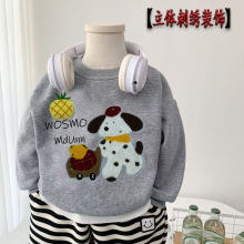 2025年立体新款儿童棉圆领套头衫卡通上衣男女童长袖卫衣秋冬装