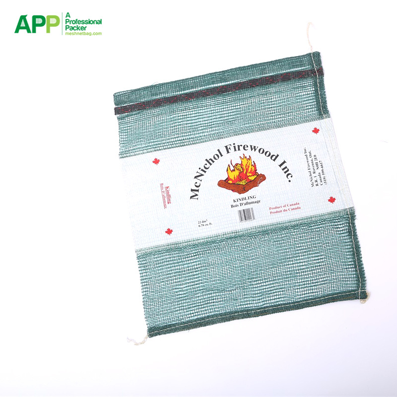 外贸出口加拿大PP防晒UV平织商标网眼袋木材包装袋木柴印刷网袋