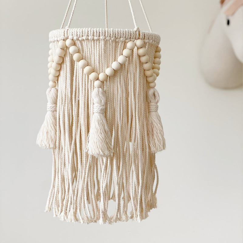 Bohemian hand-woven lampshade tassel wood beads decorative home chandelier decorative lampshade foreign trade supply