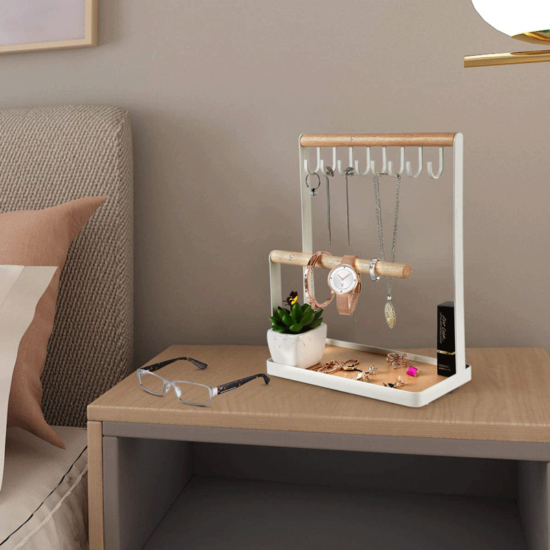 北欧风多层饰品挂钩架桌面首饰架耳环项链发饰手表珠宝展示收纳盒